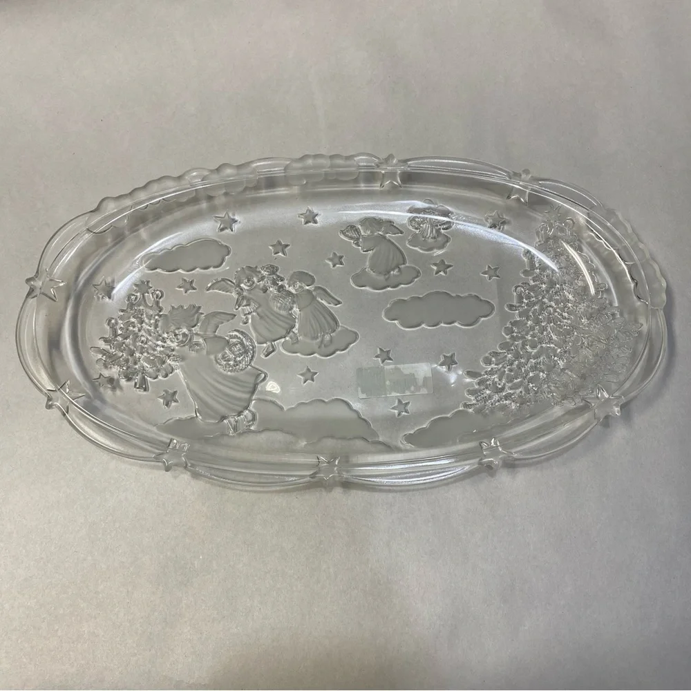 Vintage Mikasa Christmas Carol Canape Tray Germany Frosted Angels NIB NWT